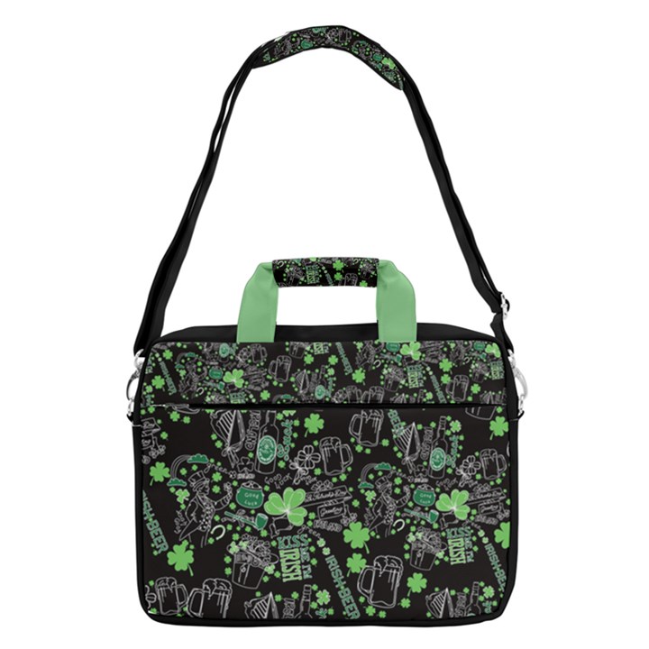 Shamrock Black & Green St Patrick Beer 16  Shoulder Laptop Bag  