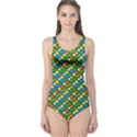 Colorful Rainbow Fish Scale Print One Piece Swimsuit View1