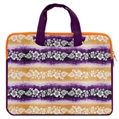 Orange Purple Hibiscus Floral Tie Dye Double Pocket 16  Laptop Bag by CoolDesigns