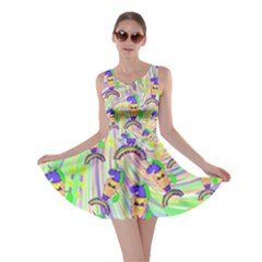 Heart Happy Green Peach Unicorn Skater Dress by CoolDesigns