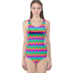 Neon Chevron One Piece Swimsuit by CoolDesigns