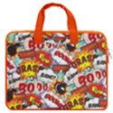 Fun Pop Art Words Sky Blue & Orange 16  Double Pocket Laptop Bag View1