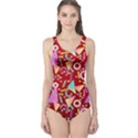 Dark Red & Plum POP ART Shapes One Piece Swimsuit View1