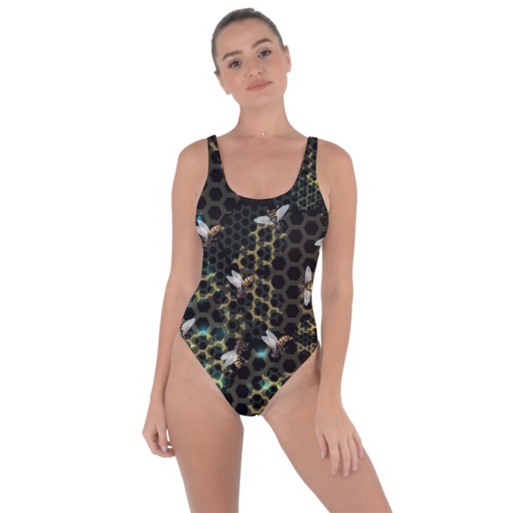 Bee Honeycombs Black Honey Insect Bring Sexy Back Swimsuit