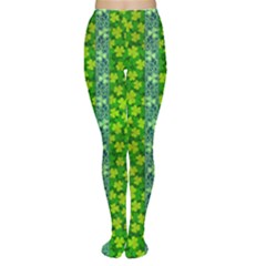 Green Shamrock Clover Leaves Tights by CoolDesigns