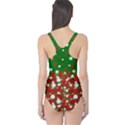 Xmas Flowers Black Christmas Pattern Pattern Women s One Piece Swimsuit View2