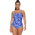 Cannabis Deep Sky Blue Marijuana Leaves Retro Full Coverage Swimsuit View1