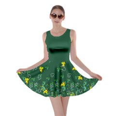 Cute 3 Clover Leaves Sea Green Skater Dress by CoolDesigns