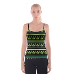 Shamrock Black Green Shamrock Pattern Black Spathetti Strap Top by CoolDesigns