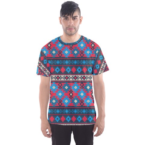 Blue Tribal Aztec Navajo Pink Chevron Men s Sports Mesh Tee by CoolDesigns