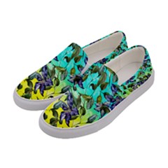 Turquoise & Yellow Floral Flower Design Womens Slip Ons by CoolDesigns