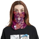 Roses Floral Dark Magenta Skeleton Skulls Prints Seamless Face Covering Ear Loops Bandana (Two Sides) View1