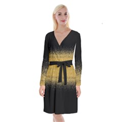 Snowflakes Gold Gradient Dots Long Sleeve Velvet Front Wrap Dress by CoolDesigns