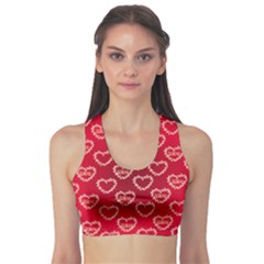 Love Light Red Cute Hearts Sports Bra by CoolDesigns