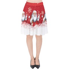 Vintage Santa Red & White Christmas Velvet High Waist Skirt by CoolDesigns