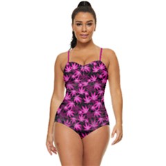 Hot Pink Cannabis Marijuana Retro Full Coverage Swimsuit by CoolDesigns