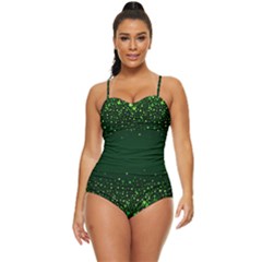 Shamrock Leaves Fall Dark Green Retro Full Coverage Swimsuit by CoolDesigns