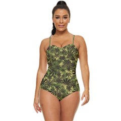 Camouflage Cannabis Marijuana Retro Full Coverage Swimsuit by CoolDesigns