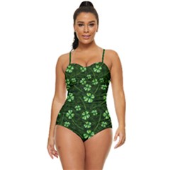 Green Clover Shamrock Retro Full Coverage Swimsuit by CoolDesigns