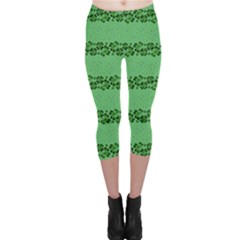 Shamrock Stripes Capri Leggings  by CoolDesigns