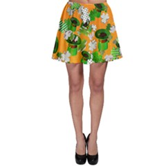 Shamrock Orange Clover White Green Shamrock Pattern Black Spathetti Strap Top by CoolDesigns