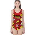 Dark Red Emo POP ART One Piece Swimsuit View1