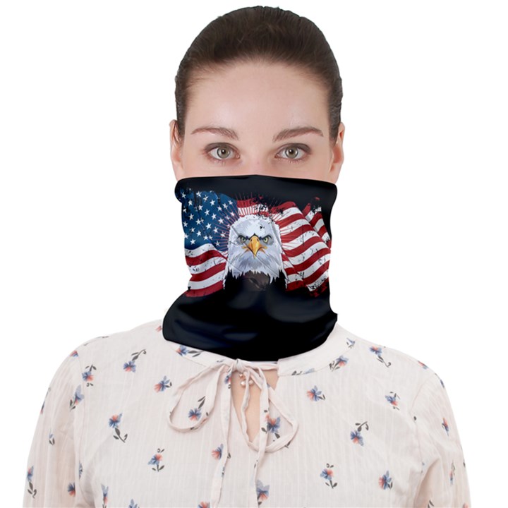 Eagle Black American USA Flag Print Seamless Face Mask Bandanas for Dust Outdoor (Adult)