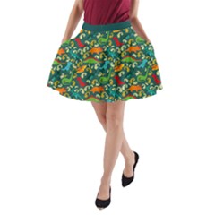 Sea Green Dinosaurs A-line Pocket Skirt by CoolDesigns