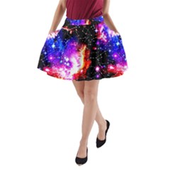 Milky Way Black & Purple Stars Andromeda Galaxy A-line Skirt With Pockets by CoolDesigns