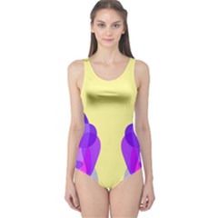 Yellow Bubbles Athletic One Piece Swimsuit by CoolDesigns