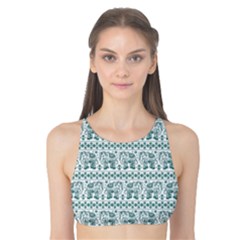 Green Ethnic Vintage Elephant Tank Bikini Top by CoolDesigns