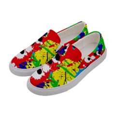 Colorful Splattered Paint Strokes Stylish Womens Canvas Slip Ons by CoolDesigns