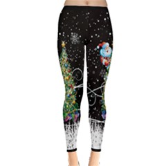 Snowflakes Black & Red Vintage Xmas Tree Inside Out Leggings by CoolDesigns