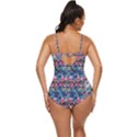 Dodger Blue & Pink Floral Kitty Cat Retro Full Coverage Swimsuit View4