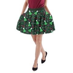 Chemistry Science Pattern Dark Green A-line Pocket Skirt by CoolDesigns