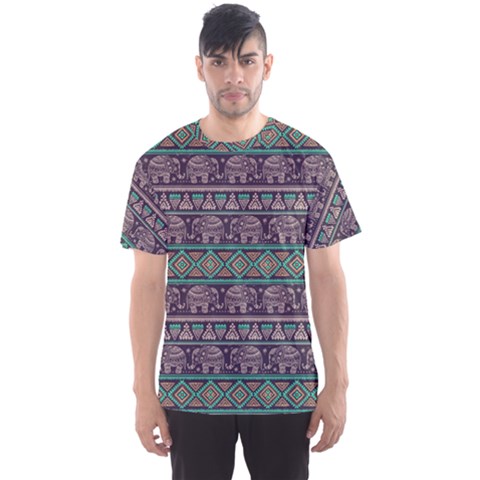 Bohemian Dark Amethyst Elephant Stamp Men s Sports Mesh Tee by CoolDesigns