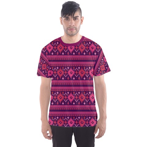 Vintage Aztec Deep Pink African Tribal Prints Men s Sports Mesh Tee by CoolDesigns