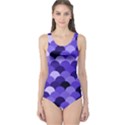 Indigo Large Fish Scale Print One Piece Swimsuit   View1