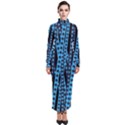 Poker Tapes Print Deep Sky Blue Turtleneck Maxi Dress View1