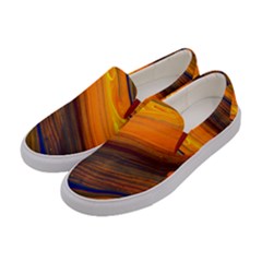 Orange Brown Stylish Sun Desert Printed Womens Canvas Slip Ons by CoolDesigns