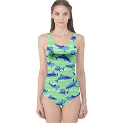 Green Shark One Piece Swimsuit by CoolDesigns