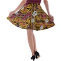 Vintage Patchwork Dark Gold A-line Skater Skirt View2