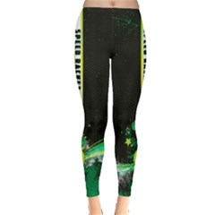 Black Green Tennis Leggings  by CoolDesigns