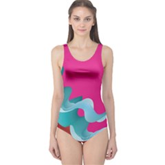 Hot Pink Ribbon Cut-out One Piece Swimsuit by CoolDesigns