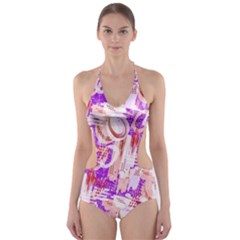 Purple Circles Athletic Cut-out One Piece Swimsuit by CoolDesigns