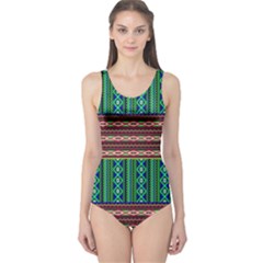 Green Tribal 2 Athletic One Piece Swimsuit by CoolDesigns