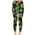 Green White Clover Shamrock Handraw Leggings  View1