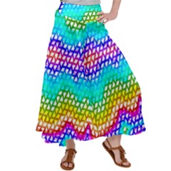 Geometric Lattice Print Colorful Satin Palazzo Pants by CoolDesigns