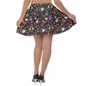 Colorful Peace Love and Music Pattern Groovy Doodle Velvet Skater Skirt View2