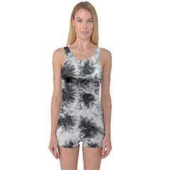 White Tie Dye One Piece Boyleg Swimsuit by CoolDesigns